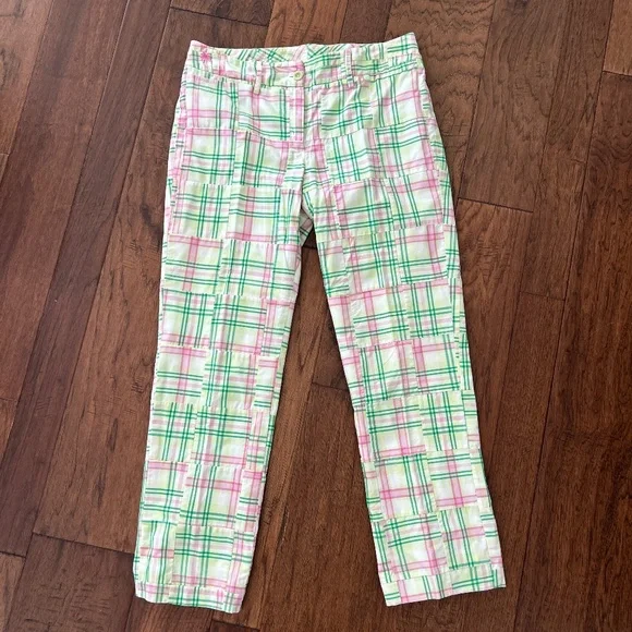 Lilly Pulitzer Madras Summer Pants Defined! Pinks + Greens + White Sz 6 - Picture 14 of 16